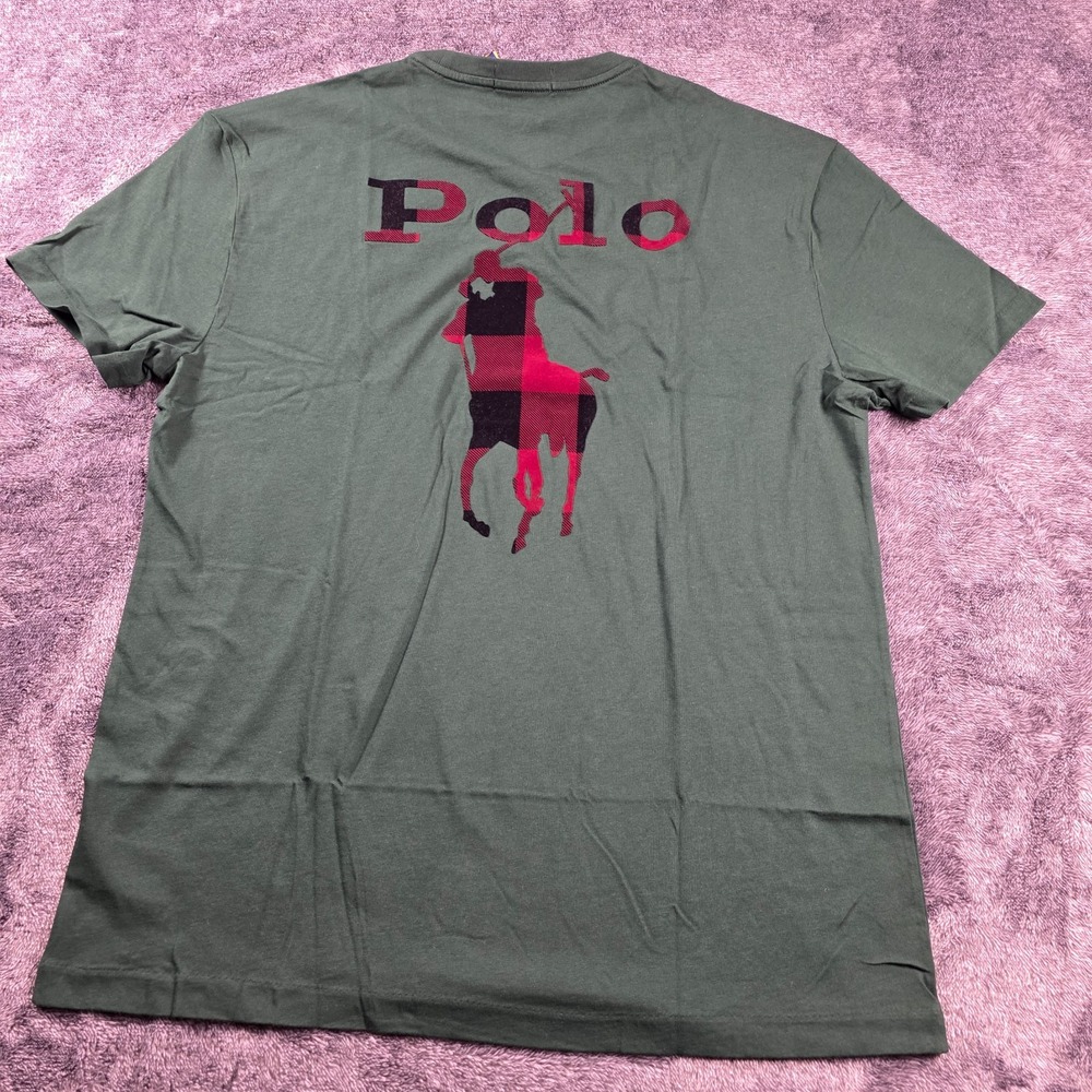 Polo Ralph Lauren Buffalo Plaid Big Pony T Shirt Mens M Green